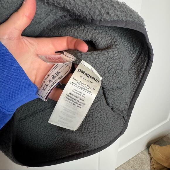 Patagonia Boys Retro Pile 1/4 Zip Gray Fleece Pullover Sweatshirt Size Large - Picture 5 of 8